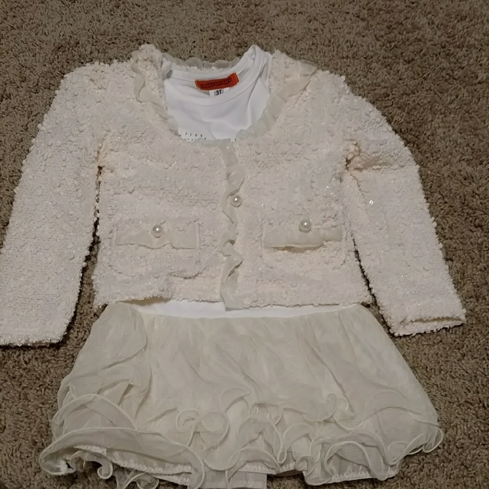 Cream Christmas dress and sweater